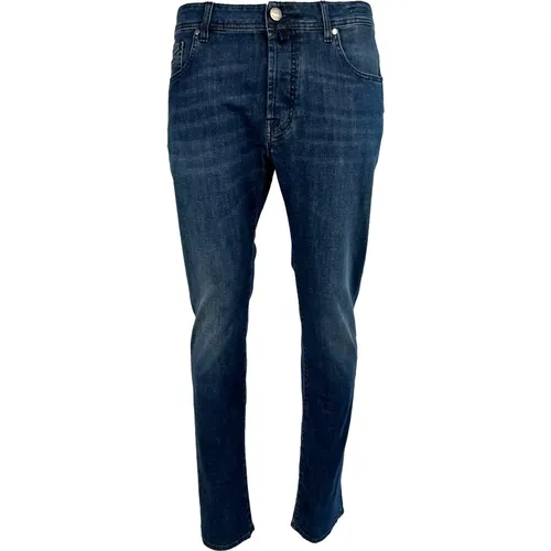 Dark Bard Linen Slim-Fit Jeans , male, Sizes: W30 - Jacob Cohën - Modalova