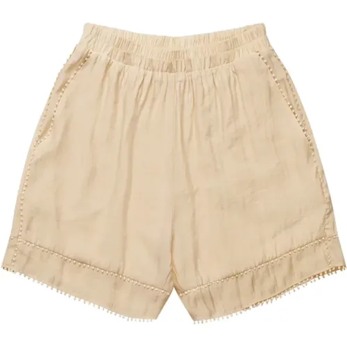Shorts mit elastischem Bund und bestickten Kanten , Damen, Größe: M - Munthe - Modalova