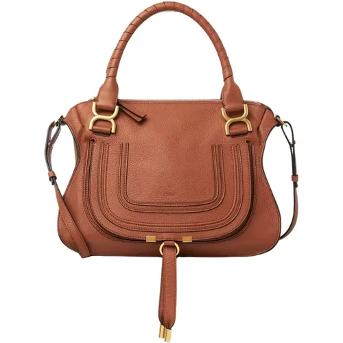 Marcie Double Handle Leather Bag , female, Sizes: ONE SIZE - Chloé - Modalova