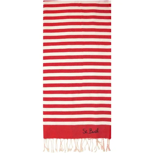 Red Striped Beach Towel , male, Sizes: ONE SIZE - Saint Barth - Modalova