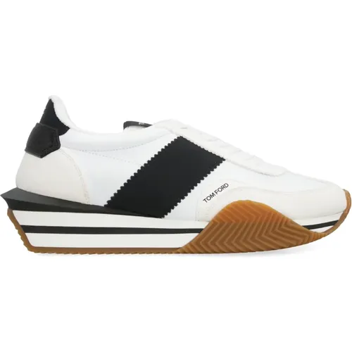 Leather Low-Top Sneakers with Contrasting Inserts , male, Sizes: 6 UK, 7 UK - Tom Ford - Modalova