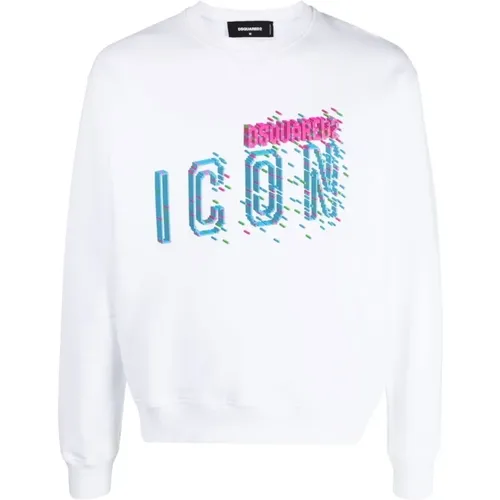 Icon Print Cotton Sweatshirt , male, Sizes: XL - Dsquared2 - Modalova
