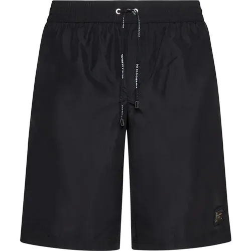 Schwarze Meer Kleidung Logo-Plaque Shorts , Herren, Größe: L - Dolce & Gabbana - Modalova