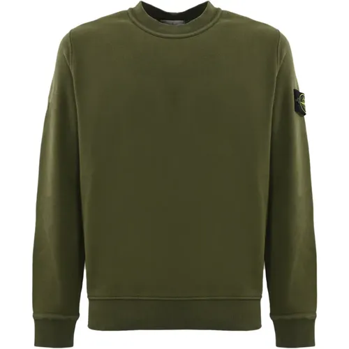 Baumwollpullover Langarm Rippdetails , Herren, Größe: L - Stone Island - Modalova