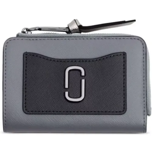 Grey Leather Wallet with Logo Plaque , female, Sizes: ONE SIZE - Marc Jacobs - Modalova