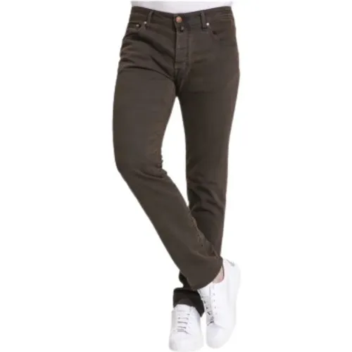 Slim Fit Braune Jeans mit Blauen Kontrastnähten , Herren, Größe: W31 - Jacob Cohën - Modalova