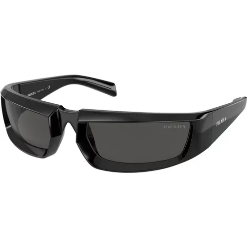 Schwarze/Dunkelgraue Sonnenbrille , Herren, Größe: 63 MM - Prada - Modalova