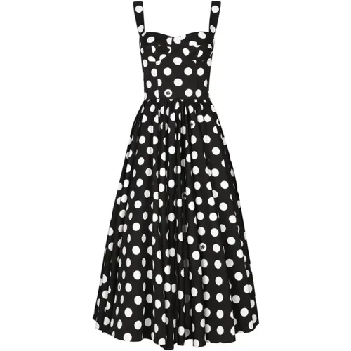 Polka Dot Midi Dress , female, Sizes: S, 2XS - Dolce & Gabbana - Modalova
