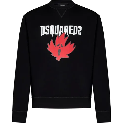 Horror Maple Leaf Sweatshirt Schwarz , Herren, Größe: M - Dsquared2 - Modalova