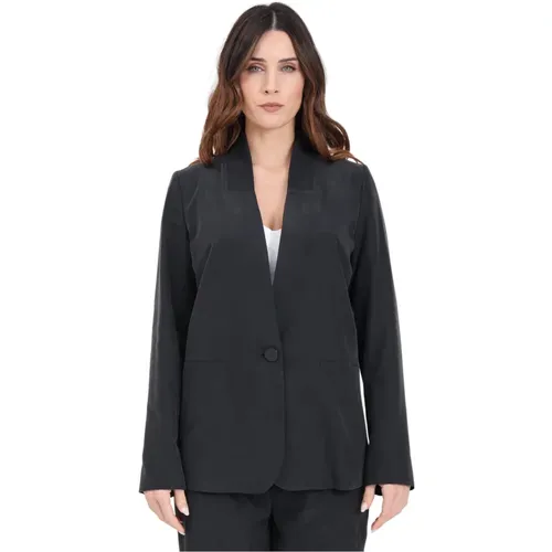 Schwarze Gewaschene und Sandgestrahlte Jacke , Damen, Größe: L - Armani Exchange - Modalova