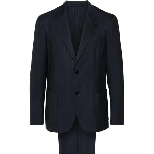 Blaues Pinstripe Blazer und Hose Set - Lardini - Modalova