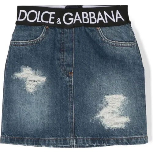 Blaue Baumwoll-Logo-Plaque-Shorts - Dolce & Gabbana - Modalova