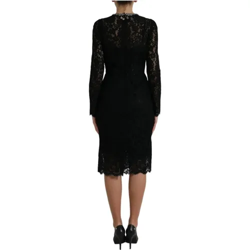 Crystal Embellished Sheath Dress , female, Sizes: S - Dolce & Gabbana - Modalova
