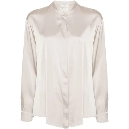 Satin Finish Band Collar Shirt , female, Sizes: M, L, S, XS - Forte Forte - Modalova