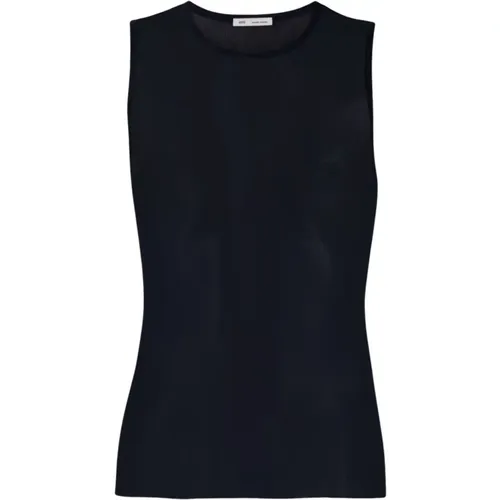 Navy Round-Neck Sleeveless Top , male, Sizes: M - Ami Paris - Modalova