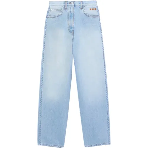 Bestickte Hellblaue Jeans , Damen, Größe: XS - Msgm - Modalova