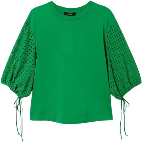 Sangallo Lace Sleeve T-Shirt , female, Sizes: M, S - Twinset - Modalova