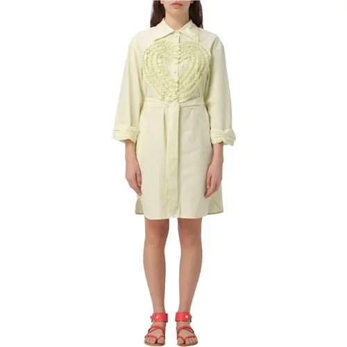 Lime Pinstripe Midi Dress , female, Sizes: M, XS, 2XS, S - Actitude - Modalova