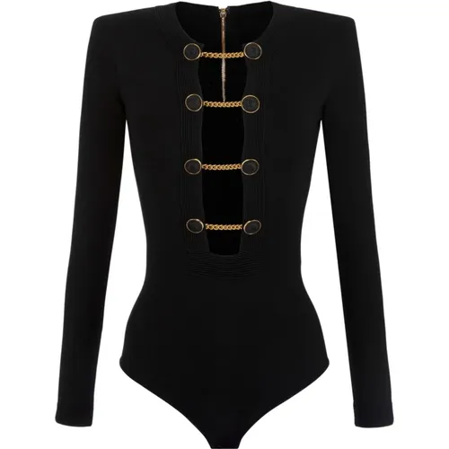 Long Sleeve Viscose Body Bk57S41E2-110 , female, Sizes: XS - Elisabetta Franchi - Modalova