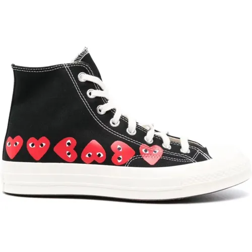 Canvas Heart Print Sneakers , female, Sizes: 3 UK - Comme des Garçons - Modalova