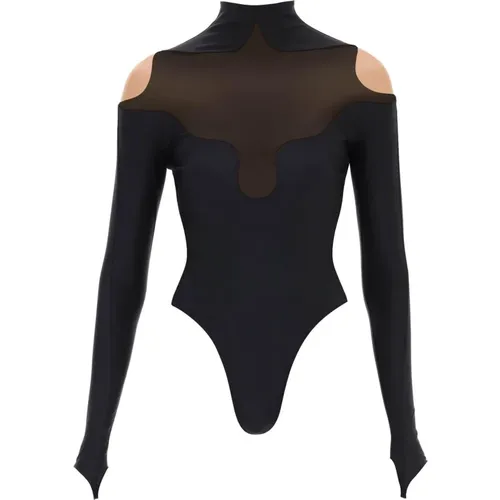 Illusion Langarm Bodysuit , Damen, Größe: M - Mugler - Modalova