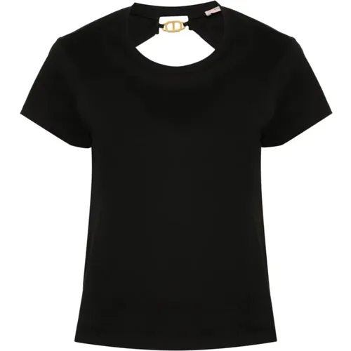 T-Shirt mit Logo und Cut-Out , Damen, Größe: XS - Twinset - Modalova