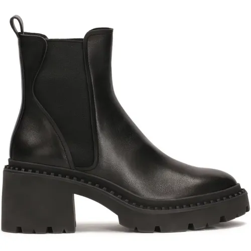 Slip-On-Stiefel mit breitem Absatz aus Naturleder , Damen, Größe: 35 EU - Kazar Studio - Modalova