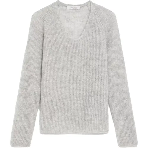 Weicher Mohair-Pullover mit V-Ausschnitt , Damen, Größe: M - Max Mara - Modalova