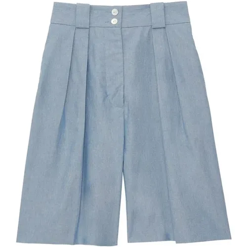 Blaue Plissierte High-Waist-Shorts , Damen, Größe: L - Ines De La Fressange Paris - Modalova