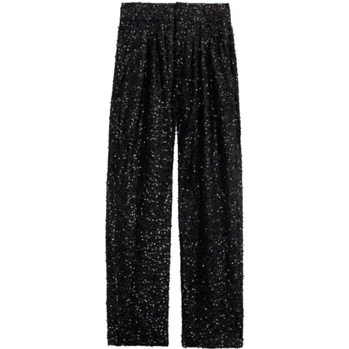 Sequin design trousers with fold details , female, Sizes: S, L - Isabel marant - Modalova