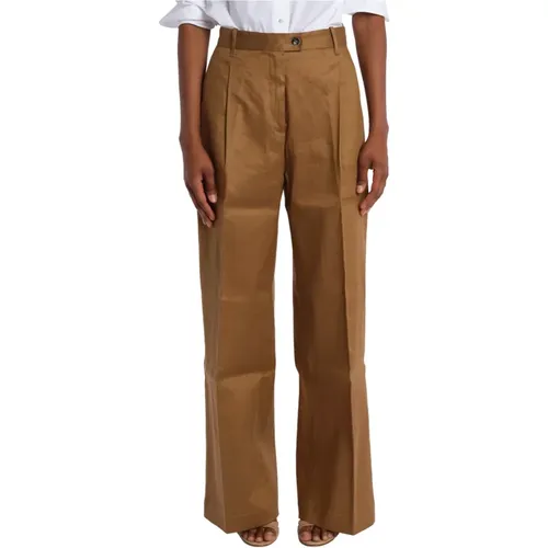 Linen/Cotton Trousers with Pinces , female, Sizes: W29, W30, W31 - Nine In The Morning - Modalova