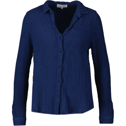 Dunkelblaue Geknitterte Bluse , Damen, Größe: XS - Bella Dahl - Modalova