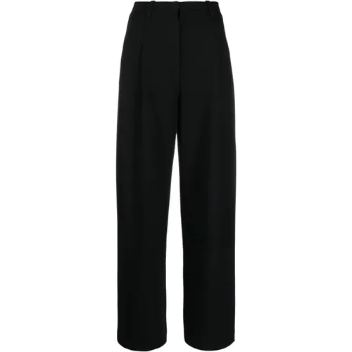 Schwarze Hochtaillierte Plissierte Hose , Damen, Größe: L - Emporio Armani - Modalova