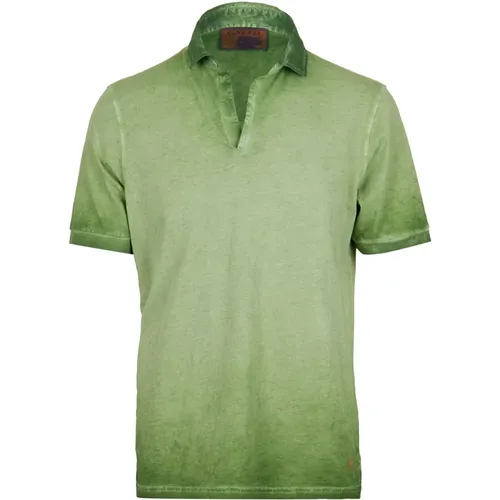 Grünes Baumwoll-Polo V-Ausschnitt Shirt , Herren, Größe: M - Gallo - Modalova