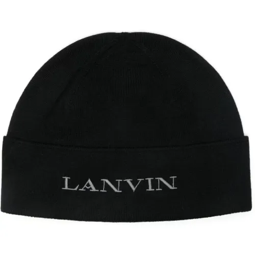 Knit Embroidered Logo Hat , female, Sizes: ONE SIZE - Lanvin - Modalova