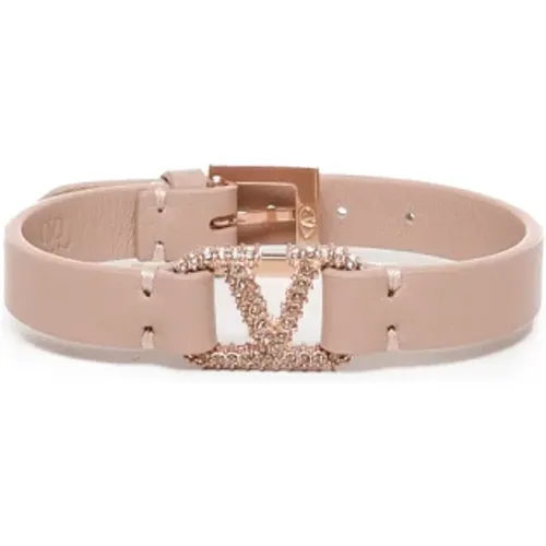 Leather Bracelet with Diamonds , female, Sizes: ONE SIZE - Valentino Garavani - Modalova
