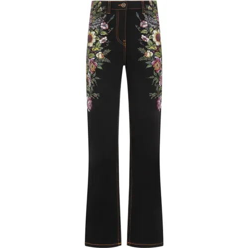 Schwarze Jeans mit Blumenmuster - ETRO - Modalova