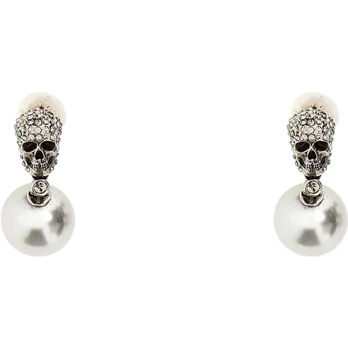 Elegante Metall-Ohrringe mit Skull-Anhänger , Damen, Größe: ONE Size - alexander mcqueen - Modalova