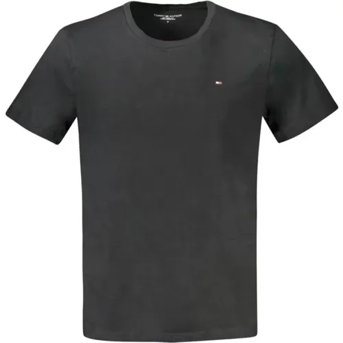 Schwarzes Baumwoll-T-Shirt , Herren, Größe: 2XL - Tommy Hilfiger - Modalova