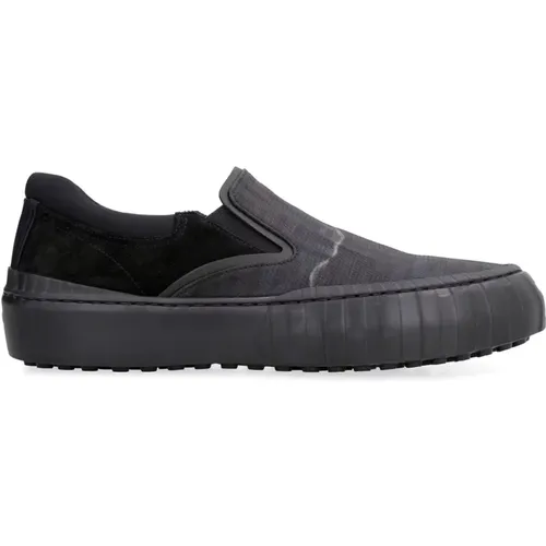 Schwarze Leder Slip-On Sneakers , Herren, Größe: 41 EU - Fendi - Modalova