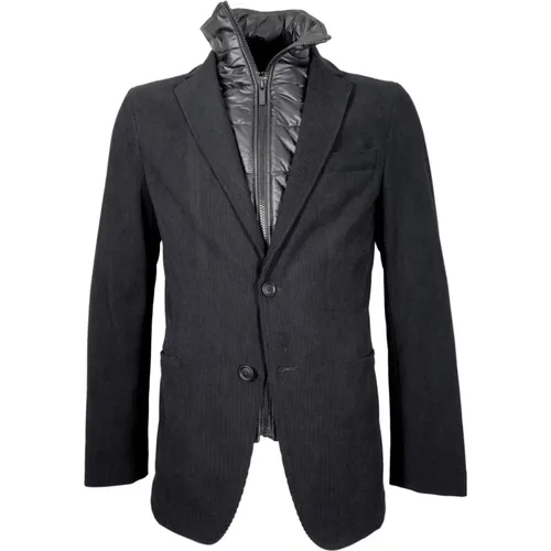 Schwarze Cord-Slim-Fit-Jacke , Herren, Größe: L - Hugo Boss - Modalova