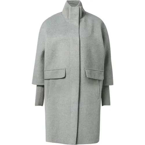 Knit Collar Wool Blend Cape Coat , female, Sizes: XL, M, L, 2XL - comma - Modalova