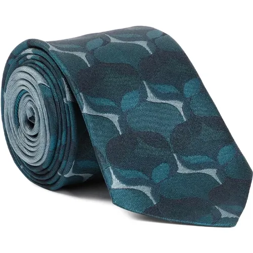 Blue Geometric Pattern Silk Tie , male, Sizes: ONE SIZE - Dries Van Noten - Modalova