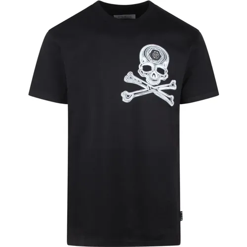 Skull&Bones Print T-Shirt , male, Sizes: L - Philipp Plein - Modalova