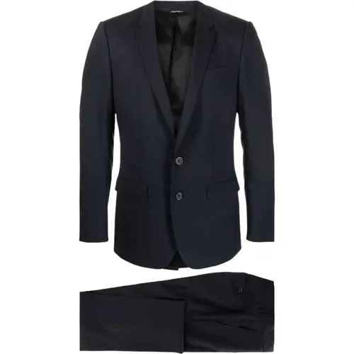 Navy Slim Fit Wool Suit , male, Sizes: 2XL, XL, L - Dolce & Gabbana - Modalova