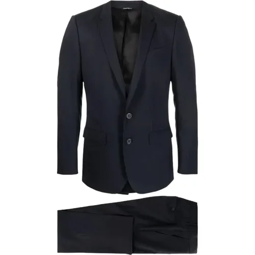 Navy Slim Fit Wool Suit , male, Sizes: XL, L - Dolce & Gabbana - Modalova