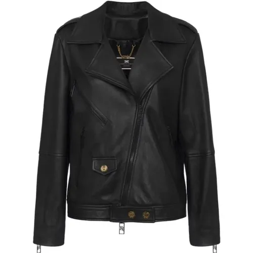 Gebrauchte Leder Bikerjacke - Elisabetta Franchi - Modalova