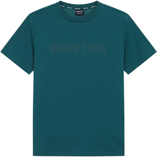 Kurzarm-T-Shirt mit Großem Logo , Herren, Größe: 2XL - duvetica - Modalova