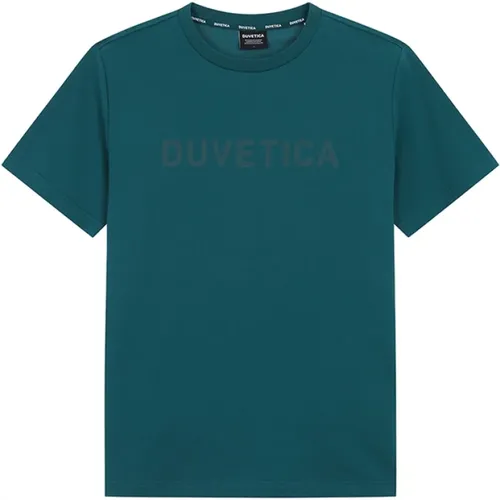 Kurzarm-T-Shirt mit Großem Logo , Herren, Größe: XL - duvetica - Modalova