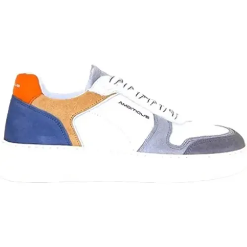 Leder Sneakers Weiß-blau Stil 13449 - Ambitious - Modalova